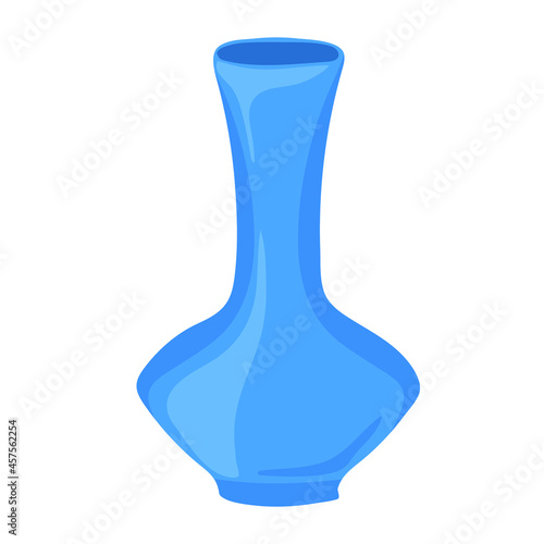 Hand-drawn   empty ceramic vase isolated on white background.  Vector illustration