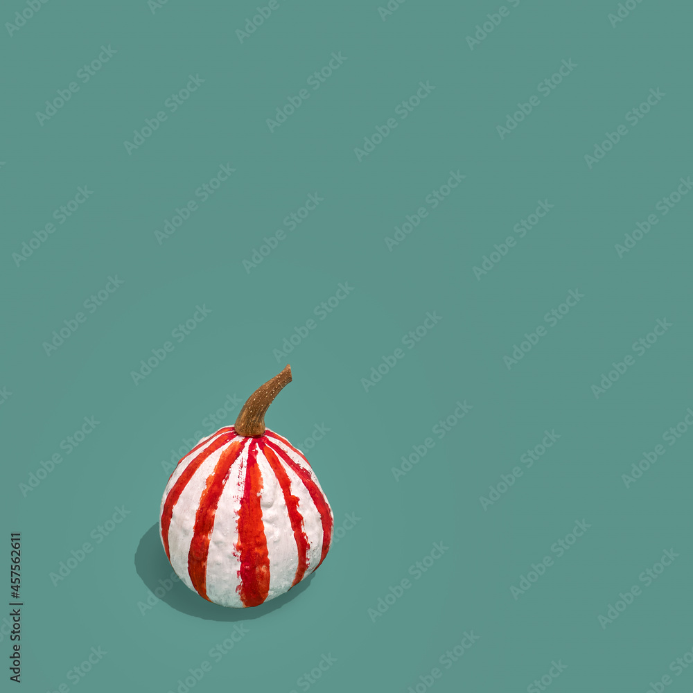 White with red stripes decorative pumpkins. Halloween decoration. White with red stripes decorative pumpkins. Halloween decoration.