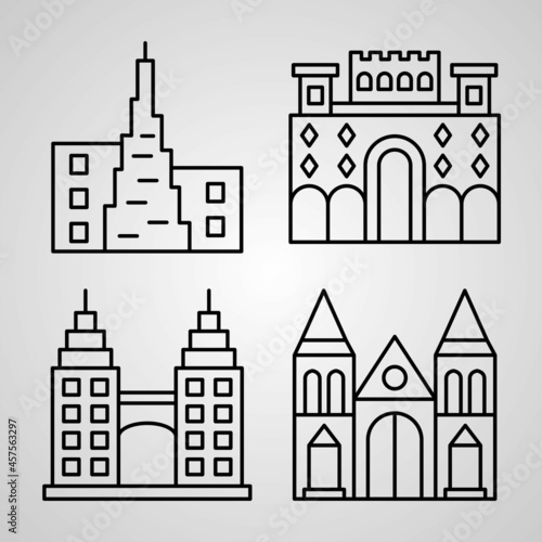 Simple Set of Monuments Vector Line Icons