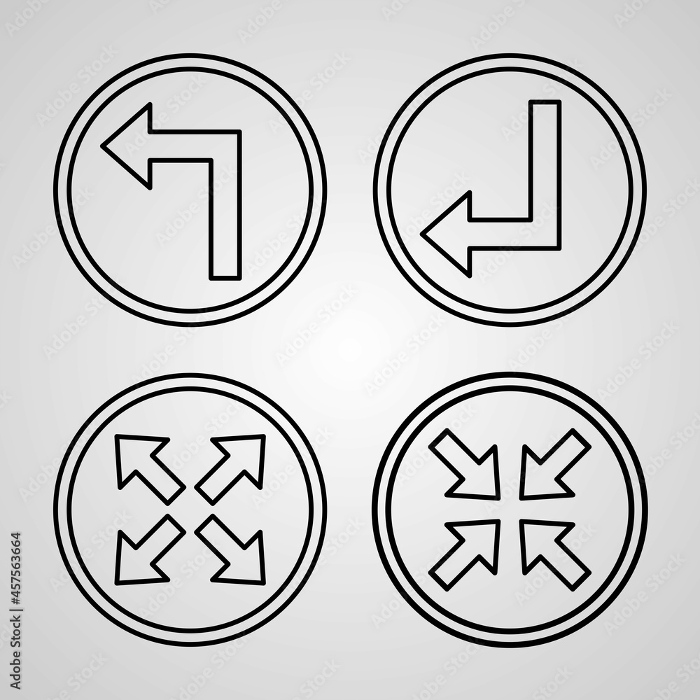 Arrows Line Icons Set Isolated On White Outline Symbols Arrows Arrows Line Icons Set Isolated On White Outline Symbols Arrows