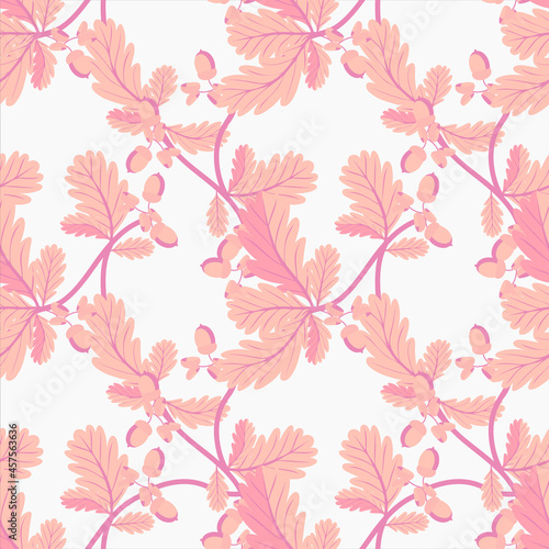Vector - oak twigs with leaves seamless pattern.