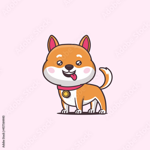 Cute shiba inu puppy, dog kawaii cartoon character vector illustration
