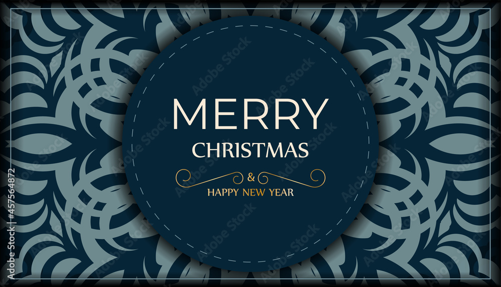 Holiday card Merry christmas in dark blue color with vintage blue pattern Holiday card Merry christmas in dark blue color with vintage blue pattern
