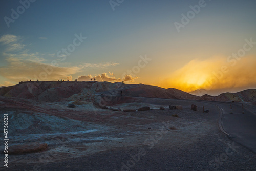 Zabriskie point sunset, one of the most popular spots in Death Valley National Park to see sunset.
