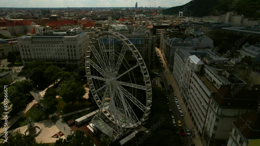 Aerial view of old part city Budapest and ferris wheel Aerial view of old part city Budapest and ferris wheel