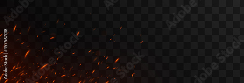 Vector fiery sparks on an isolated transparent background. Sparks png, fire png, fiery particles.