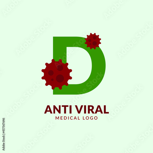 letter D antiviral medical and healthcare vector logo design