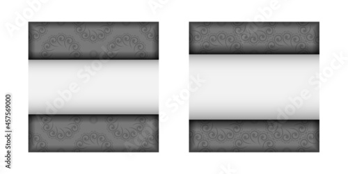 Postcard template in white color with black abstract pattern