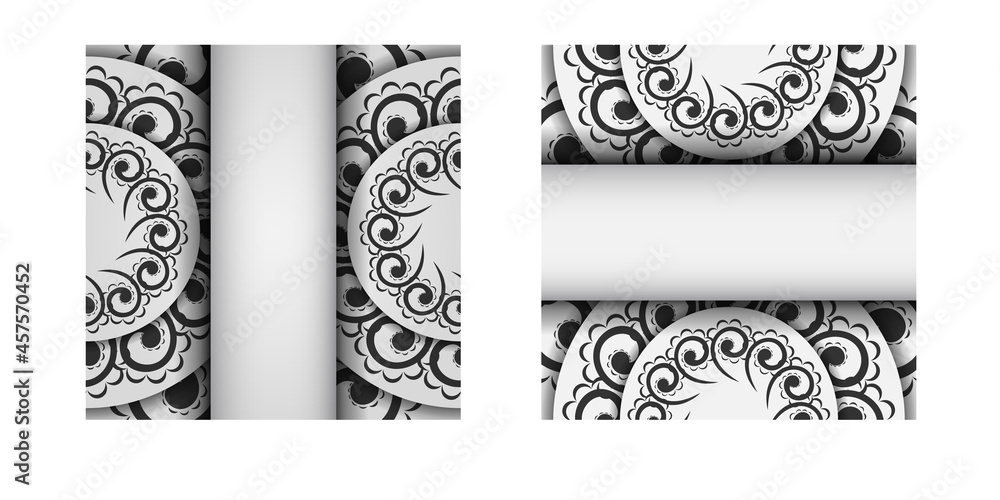 White Greeting Flyer with Black Greek Ornament