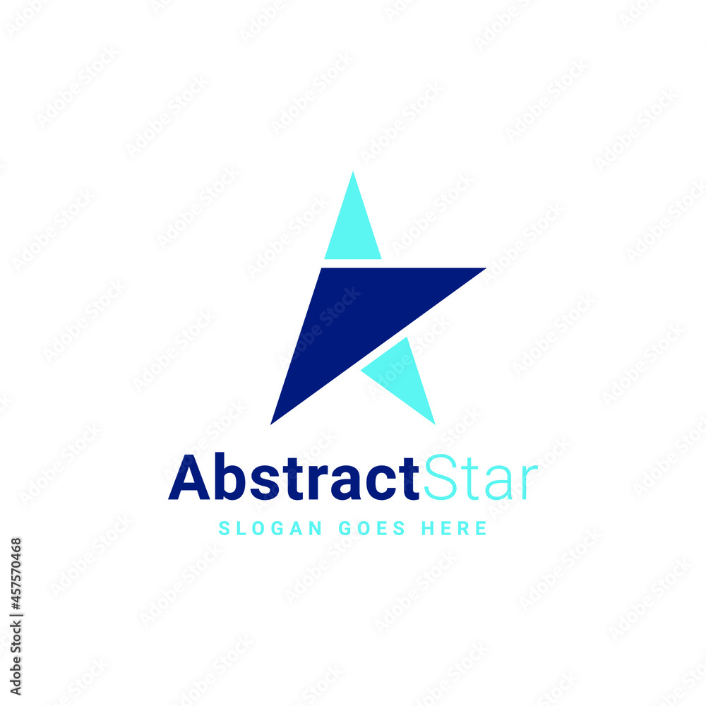 abstract logo design K Letter with star shape design in blue color abstract logo design K Letter with star shape design in blue color