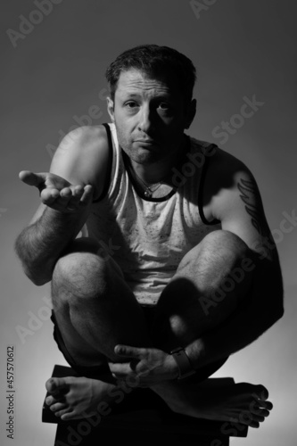 black and white portrait of a male