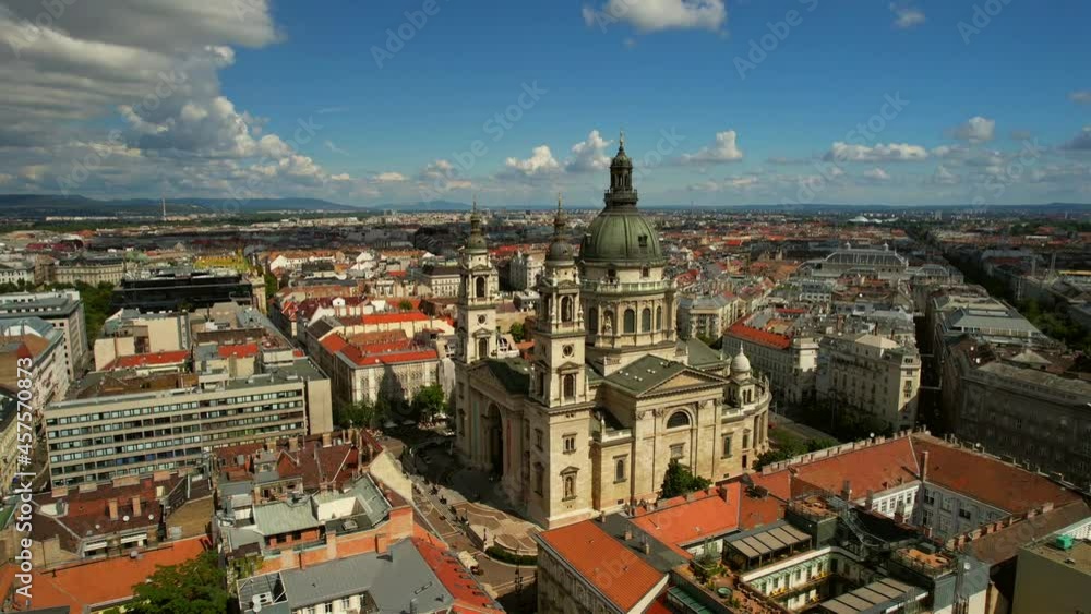 Aerial view of the St. Stephen's Basilica in the historical part of Budapest Aerial view of the St. Stephen's Basilica in the historical part of Budapest