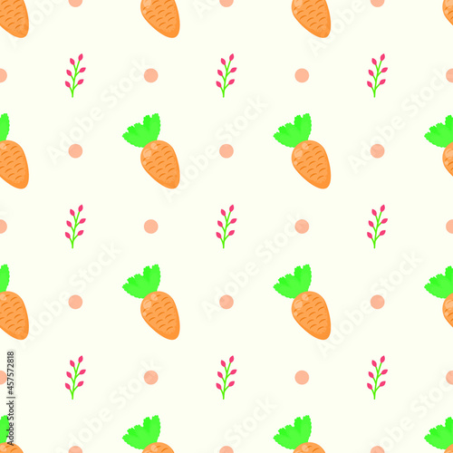 Seamless Pattern Abstract Elements Vegetables Food Carrot With Leaves Vector Design Style Background Illustration Texture For Prints Textiles, Clothing, Gift Wrap, Wallpaper, Pastel