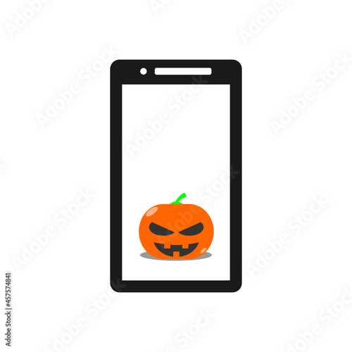 halloween pumpkin on the phone