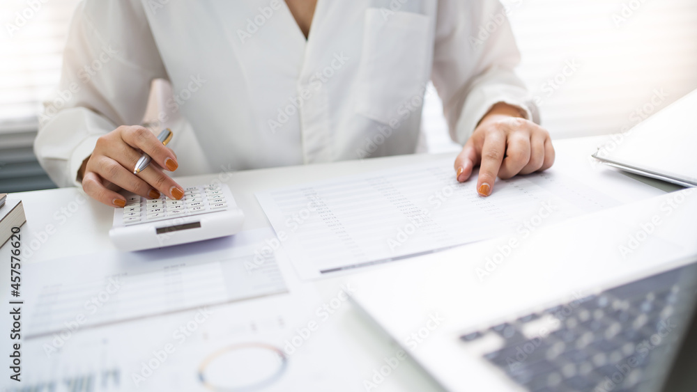 Auditor or internal revenue service staff, Business women checking annual financial statements of company. Audit Concept