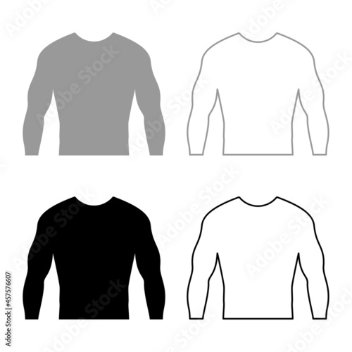 Rashguard Long sleeves top set icon grey black color vector illustration flat style image