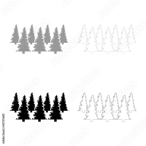 Forest fir spruce set icon grey black color vector illustration flat style image