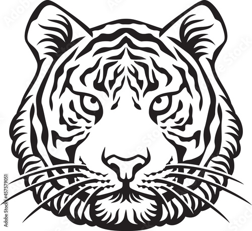 Fototapeta Naklejka Na Ścianę i Meble -  Tiger head black and white vector illustration