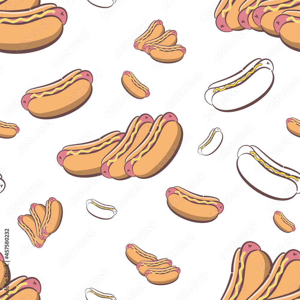 seamless hotdog background with sausage seamless hotdog background with sausage