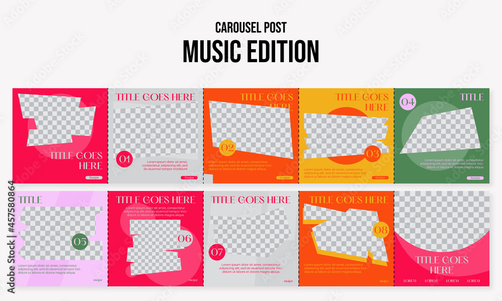 Set of editable social media instagram carousel post music band design vector template ai & eps 10