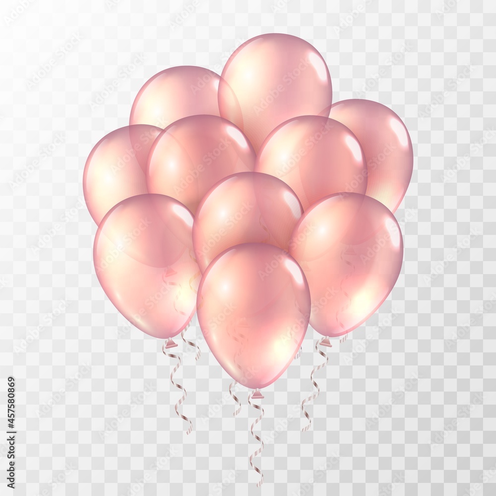 Staat comfort Vaardig Roze ballonnen. Stelletje helium gouden roos ballonnen. Gouden realistische  ballon vectorillustratie. #457580869 - Textielposter
