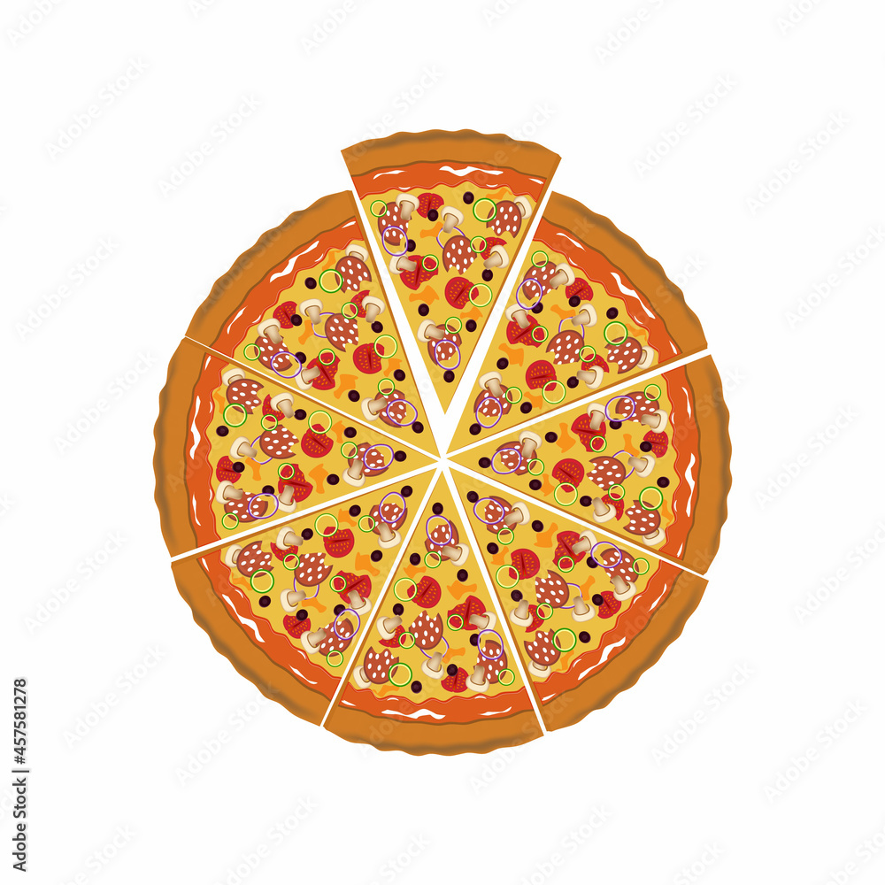 Pizza design over white background, vector illustration.