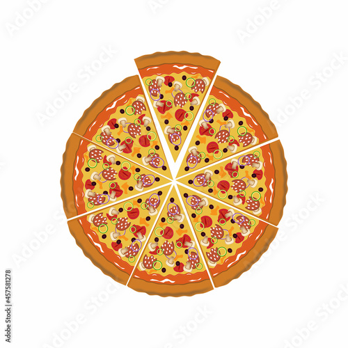 Obraz na płótnie Pizza design over white background, vector illustration. w salonie