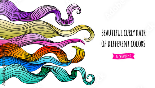 Beautiful curly hair of different colors background