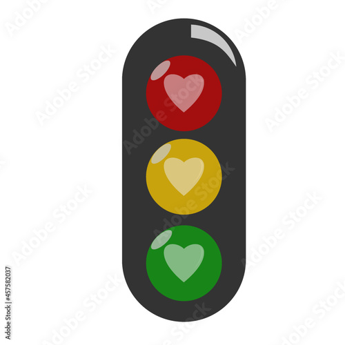 heart inside traffic light lamp