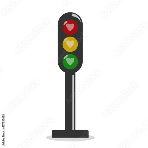 heart inside traffic light lamp