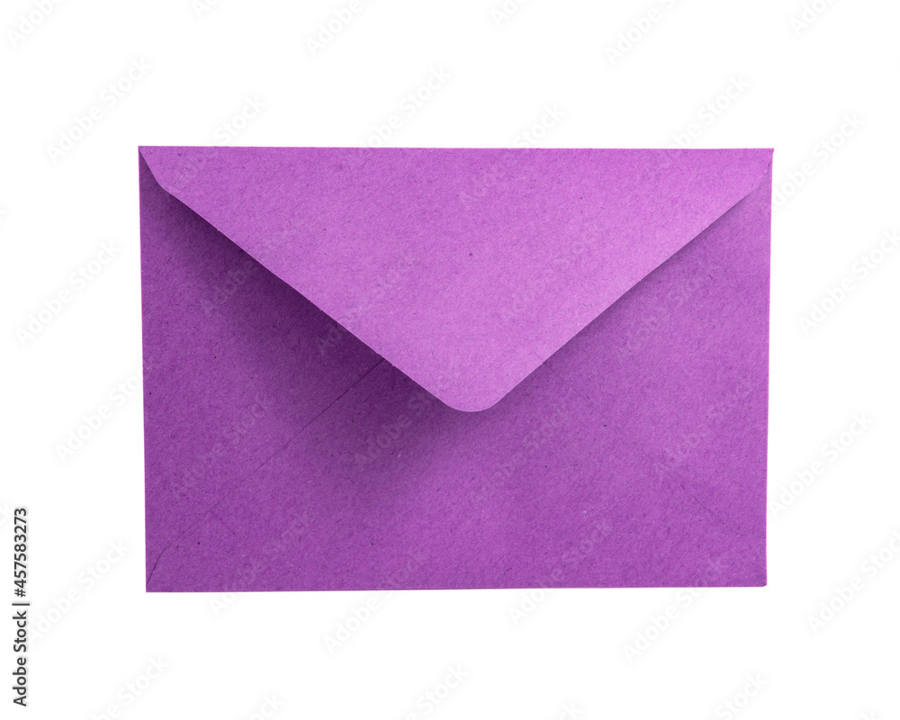Craft violet paper envelope for mail isolated on the white background Craft violet paper envelope for mail isolated on the white background
