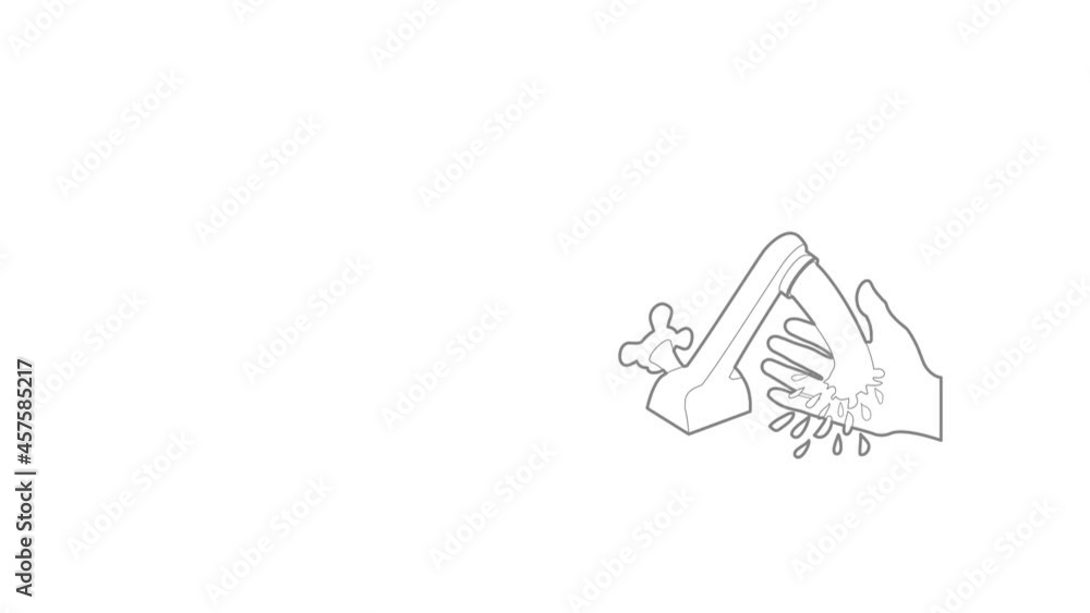 Wash hand icon animation best outline object on white background Wash hand icon animation best outline object on white background