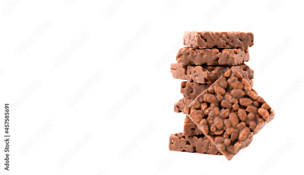 Fototapeta premium Crunchy chocolate chip cookies on a white background