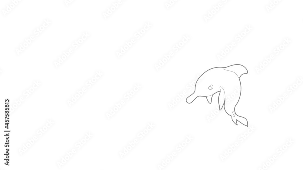 Dolphin icon animation best outline object on white background Dolphin icon animation best outline object on white background