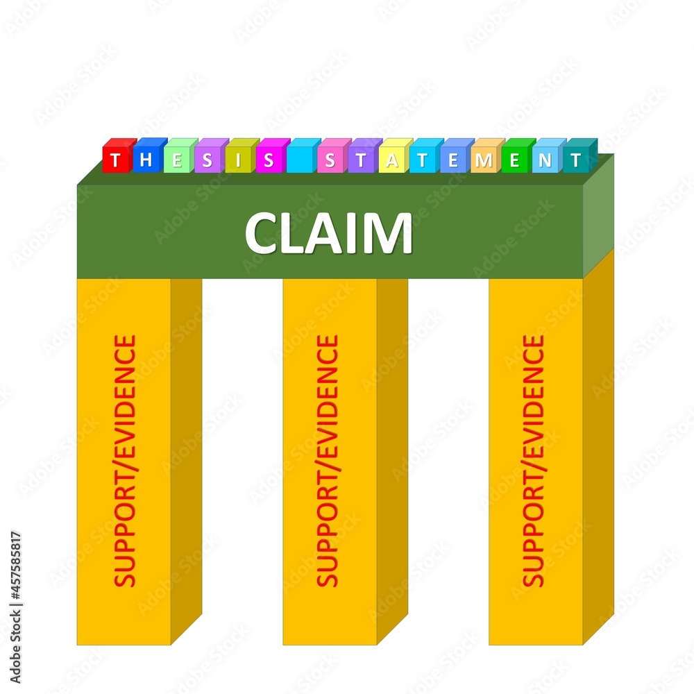 Фотография Thesis Statement Concept Illustration with building blocks - three evidence bloc