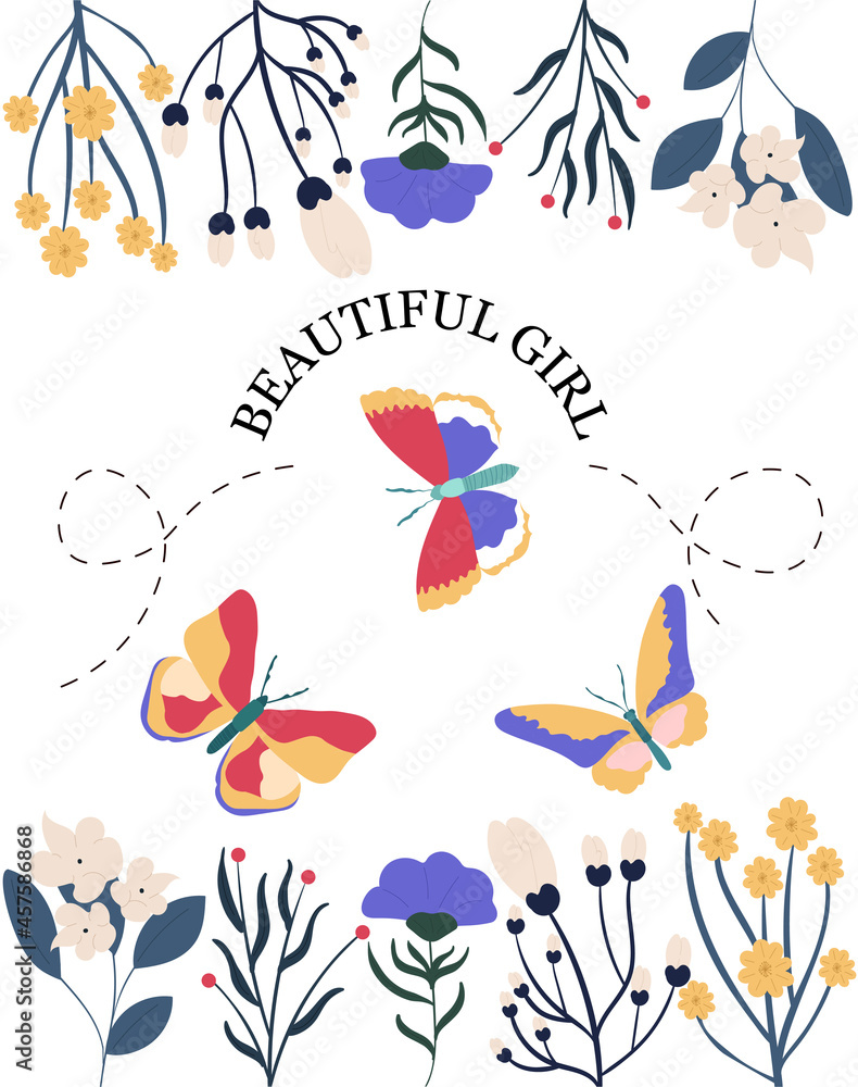 Pretty girl slogan. Stylish wallpaper for your phone. Picture for printing on womens clothing. Beautiful images for kids, children and baby. Flat vector illustration isolated on white background