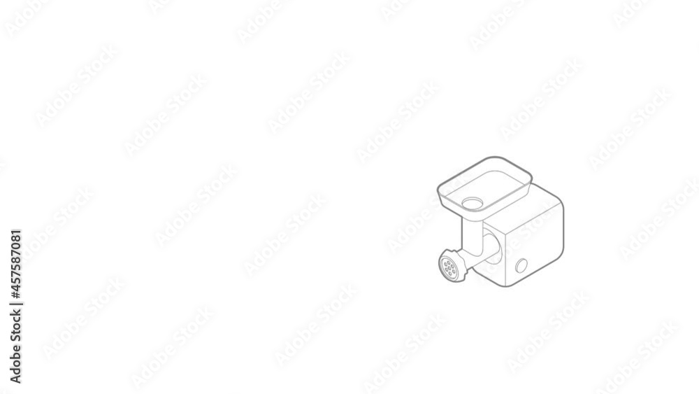 Electric meat grinder icon animation best outline object on white background Electric meat grinder icon animation best outline object on white background