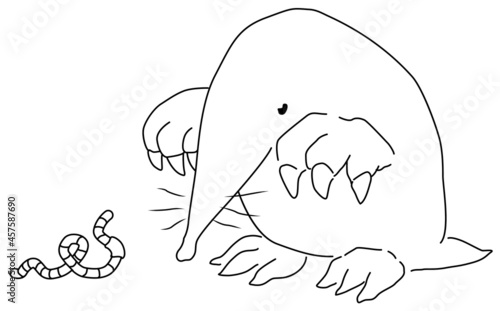 Mole Worm Hunt Line Drawing