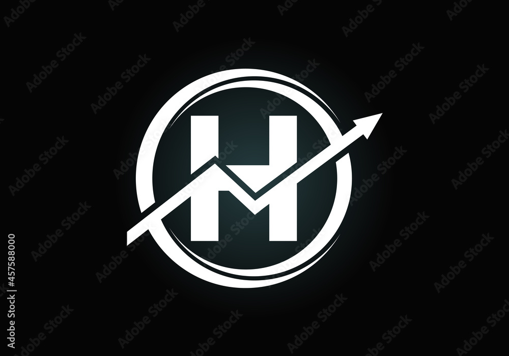 Initial H monogram alphabet symbol design incorporated with the arrow. Financial or success logo concept. Font emblem. Logo for accounting business and company identity Initial H monogram alphabet symbol design incorporated with the arrow. Financial or success logo concept. Font emblem. Logo for accounting business and company identity