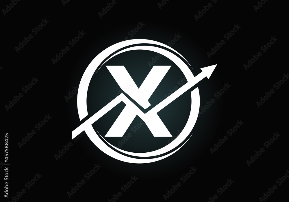 Initial X monogram alphabet symbol design incorporated with the arrow. Financial or success logo concept. Font emblem. Logo for accounting business and company identity Initial X monogram alphabet symbol design incorporated with the arrow. Financial or success logo concept. Font emblem. Logo for accounting business and company identity