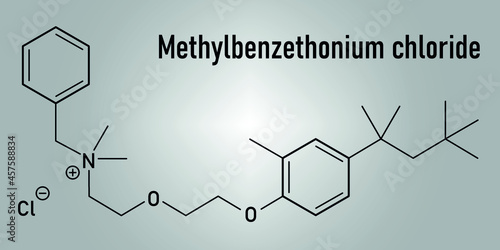 Methylbenzethonium chloride antiseptic molecule. Skeletal formula.