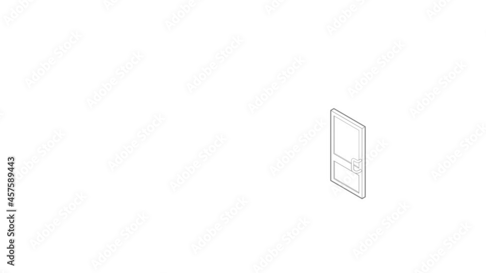 Door icon animation best outline object on white background Door icon animation best outline object on white background