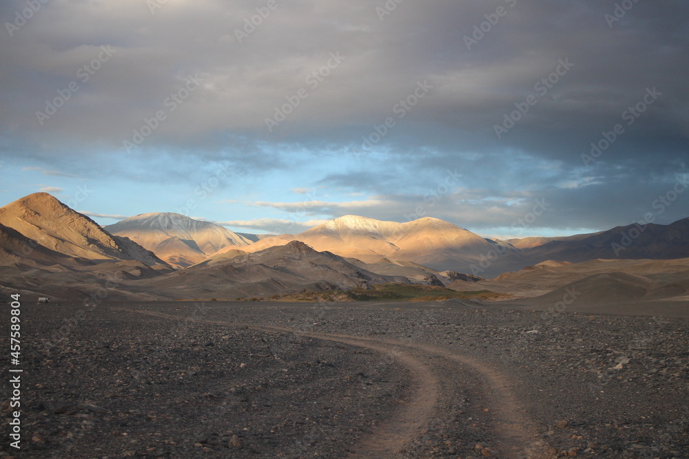 Naklejka premium Desert Road in amazing landscape