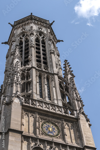 Church Saint-Germain-l'Auxerrois, Place du Louvre, Paris. Founded in 7th century, church was rebuilt many times and now has construction in Roman, Gothic and Renaissance styles. Paris, France. photo