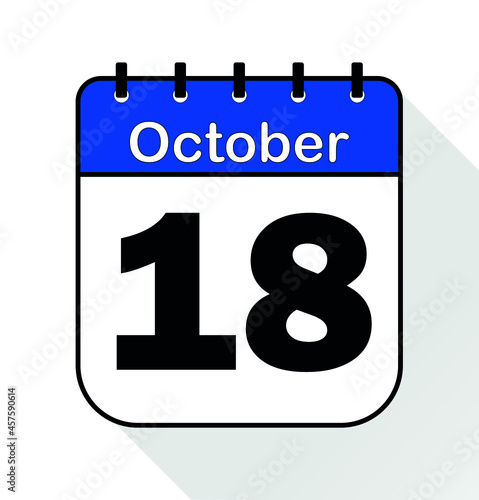 October day 18 blue - Calendar Icon - Vector Illustration