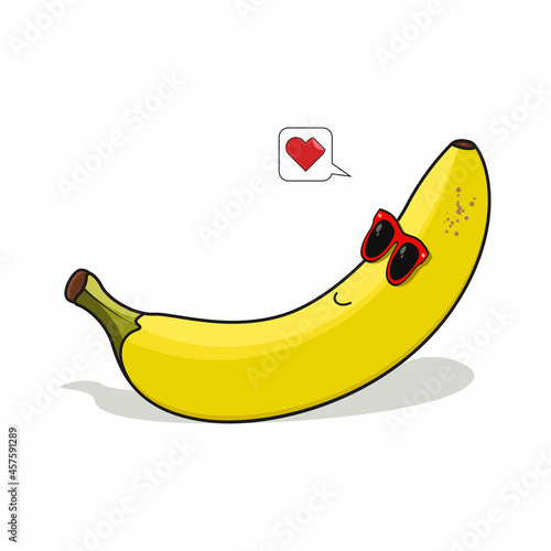 Relaxing banana mascot cartoon wearing glasses vector graphic