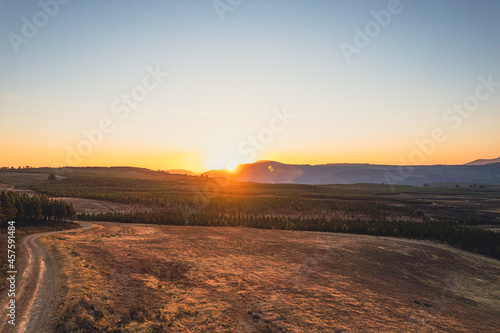 Amazing sunset over the mountains, in Hogsback, South Africa © fotorudi_101