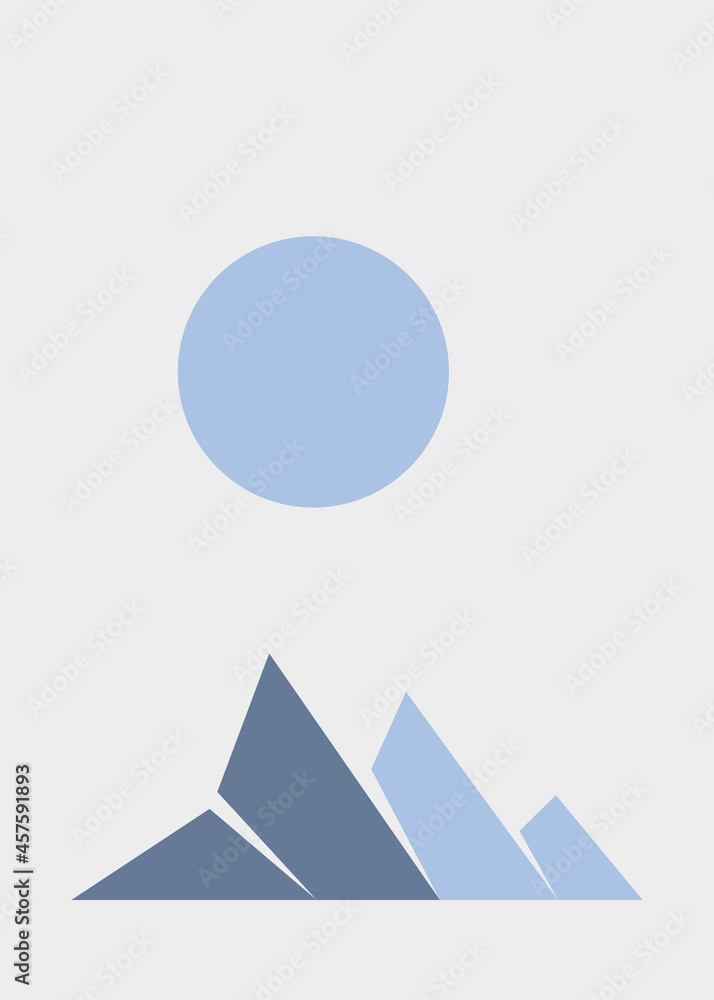 Geometric Mountains silhouette landscape art poster illustration Geometric Mountains silhouette landscape art poster illustration