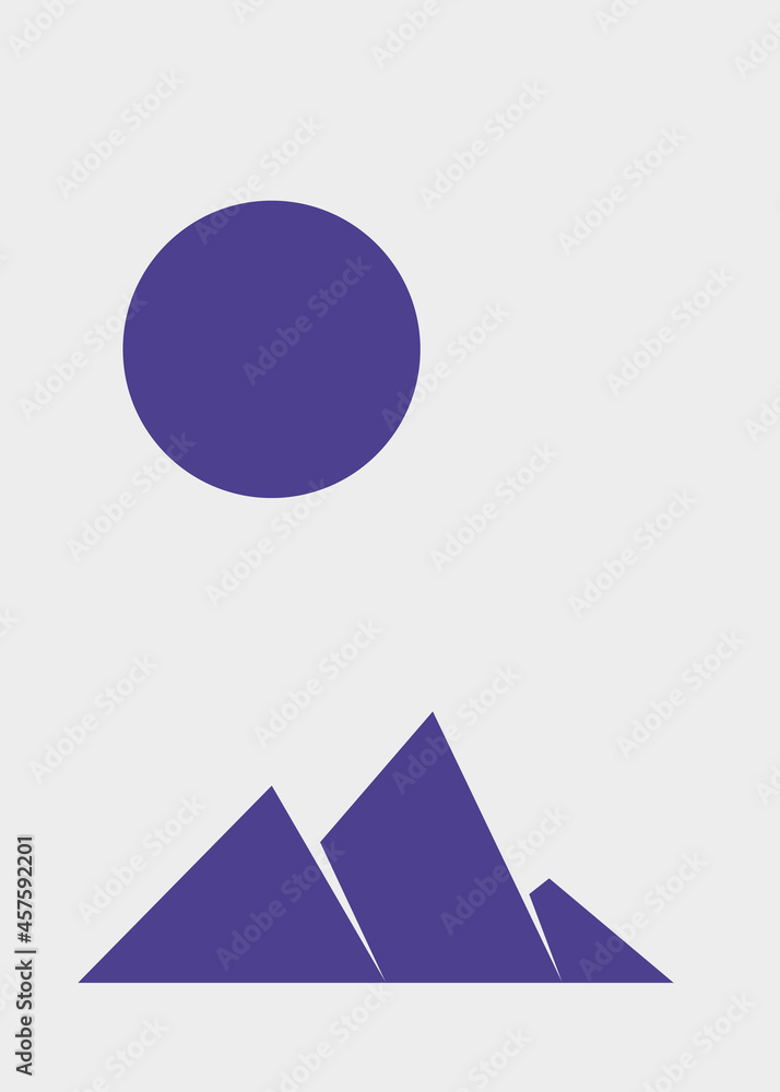 Geometric Mountains silhouette landscape art poster illustration Geometric Mountains silhouette landscape art poster illustration