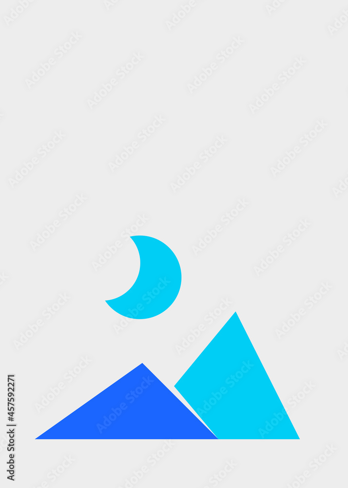 Geometric Mountains silhouette landscape art poster illustration Geometric Mountains silhouette landscape art poster illustration